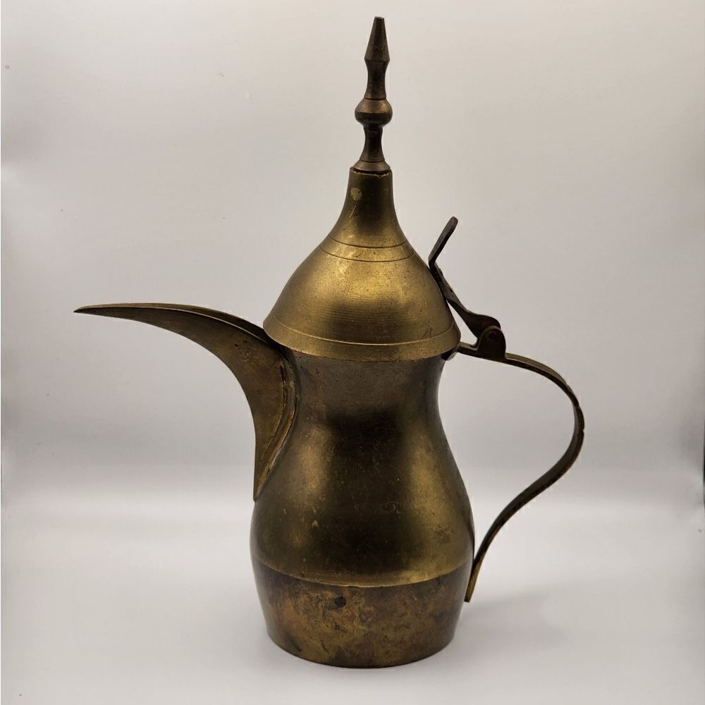 Vintage Brass Dallah Coffee Pot Saudi Arabian 10" Dubai